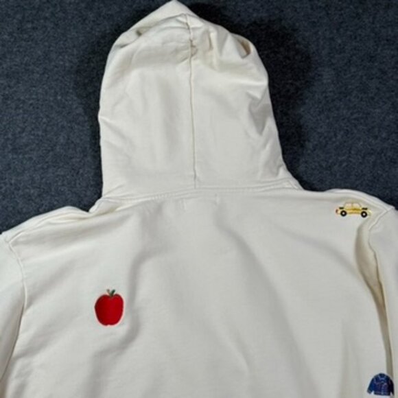 Parke Womens Relaxed Fit Hoodie Sweatshirt French Terry Cream Embroidered Sz XXL - Picture 4 of 15